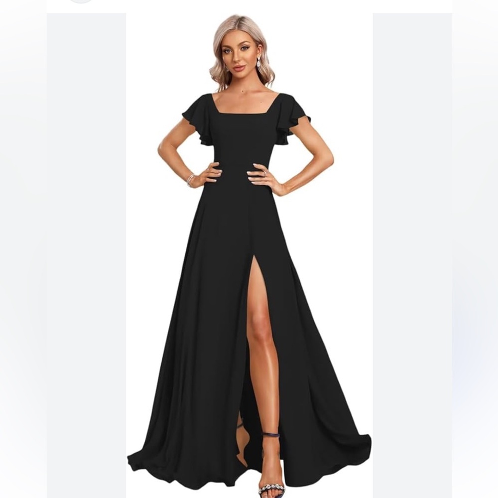 Azazie Black Maxi Dress with Slit